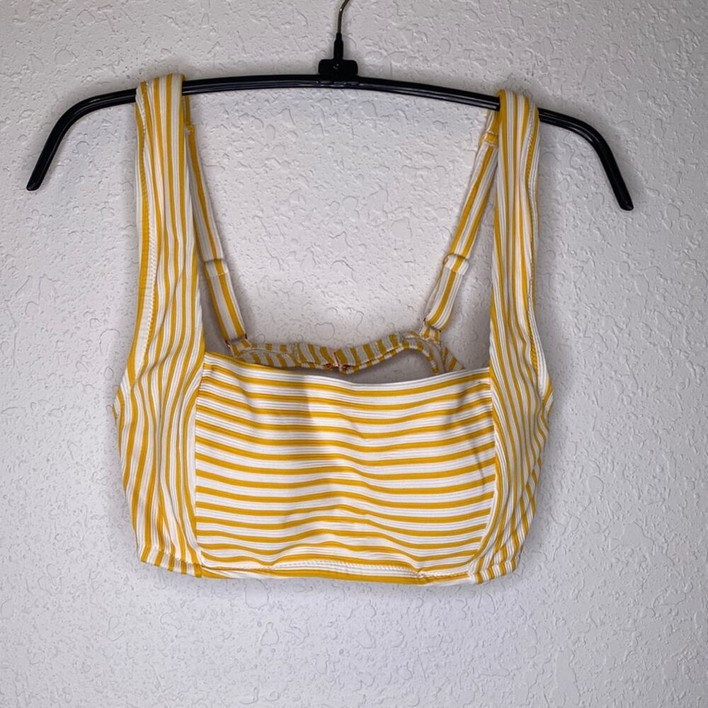 Shade N Shore Bikini Top Striped Square Neckline Clasp Back Sz 34B Nylon Lycra